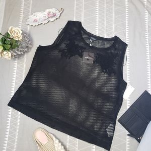 Mesh Tank Top with floral detail